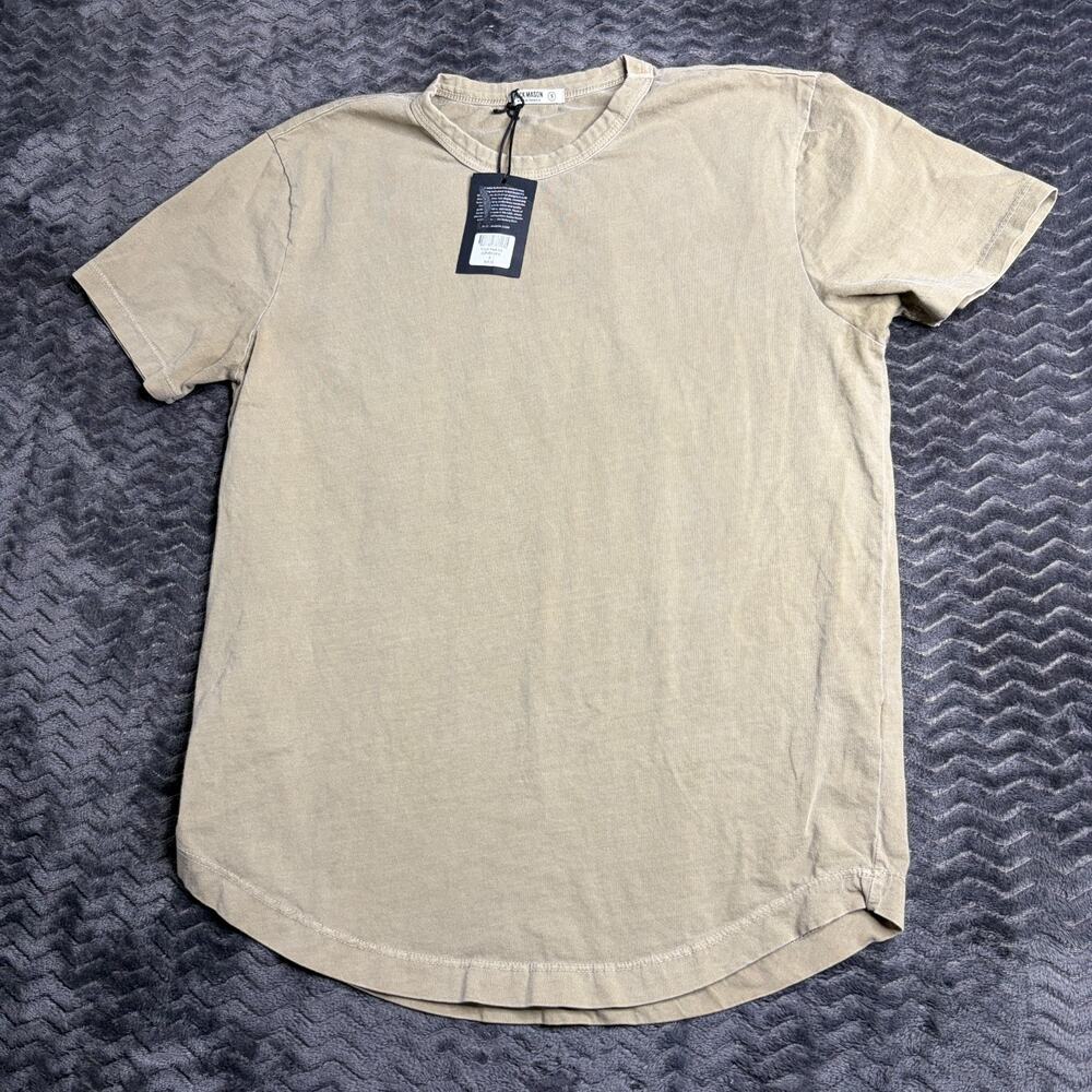 Buck Mason ficus green Curved Hem Tee Pima Cotton T Shirt Mens Small